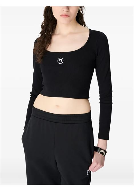 top moon logo jersey roundneck donna nero MARINE SERRE | WTT033ACJER0011BK99